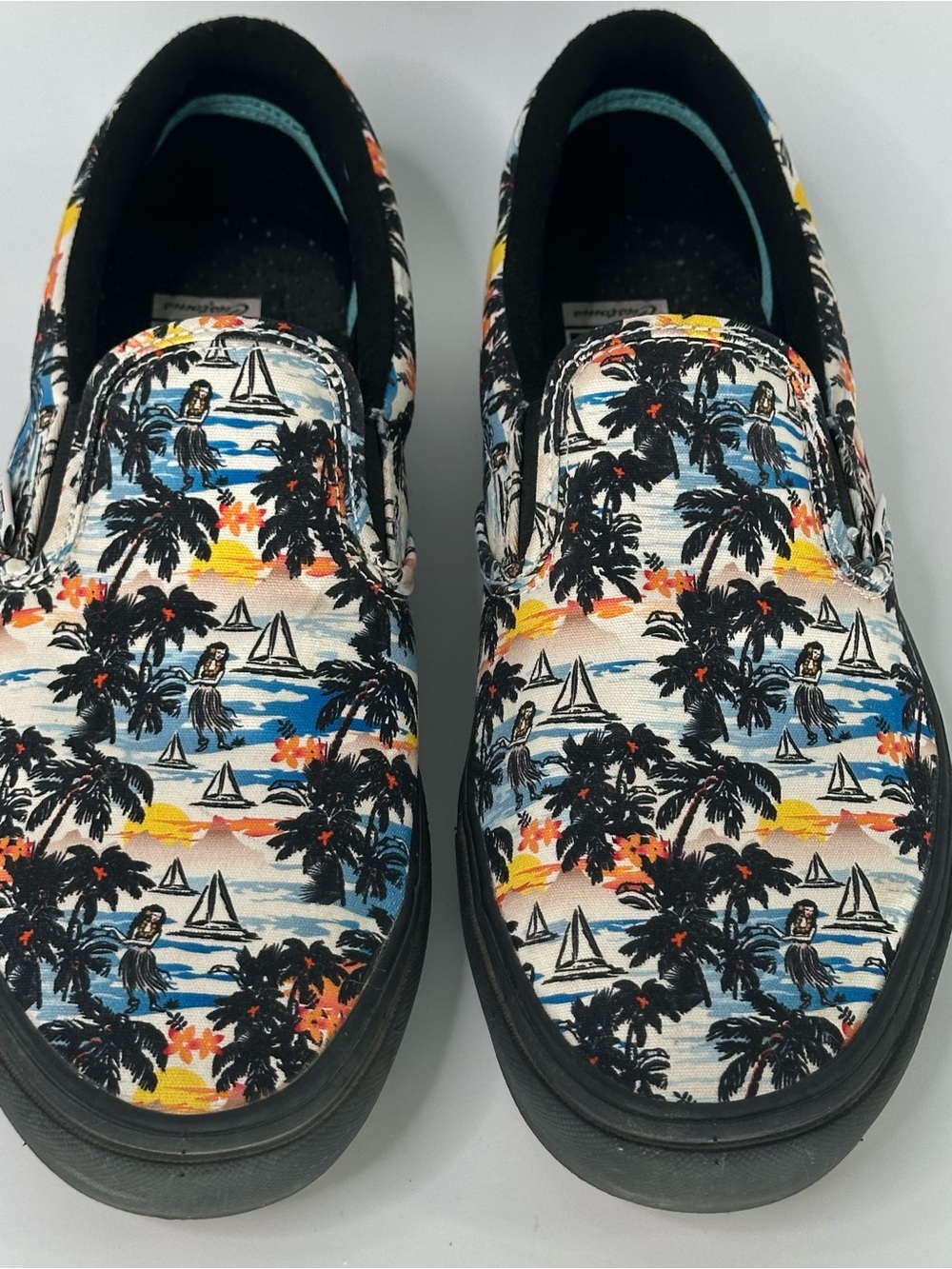 Vans Multi-Color Tropical Print Slip-On Loafers with Black Sole